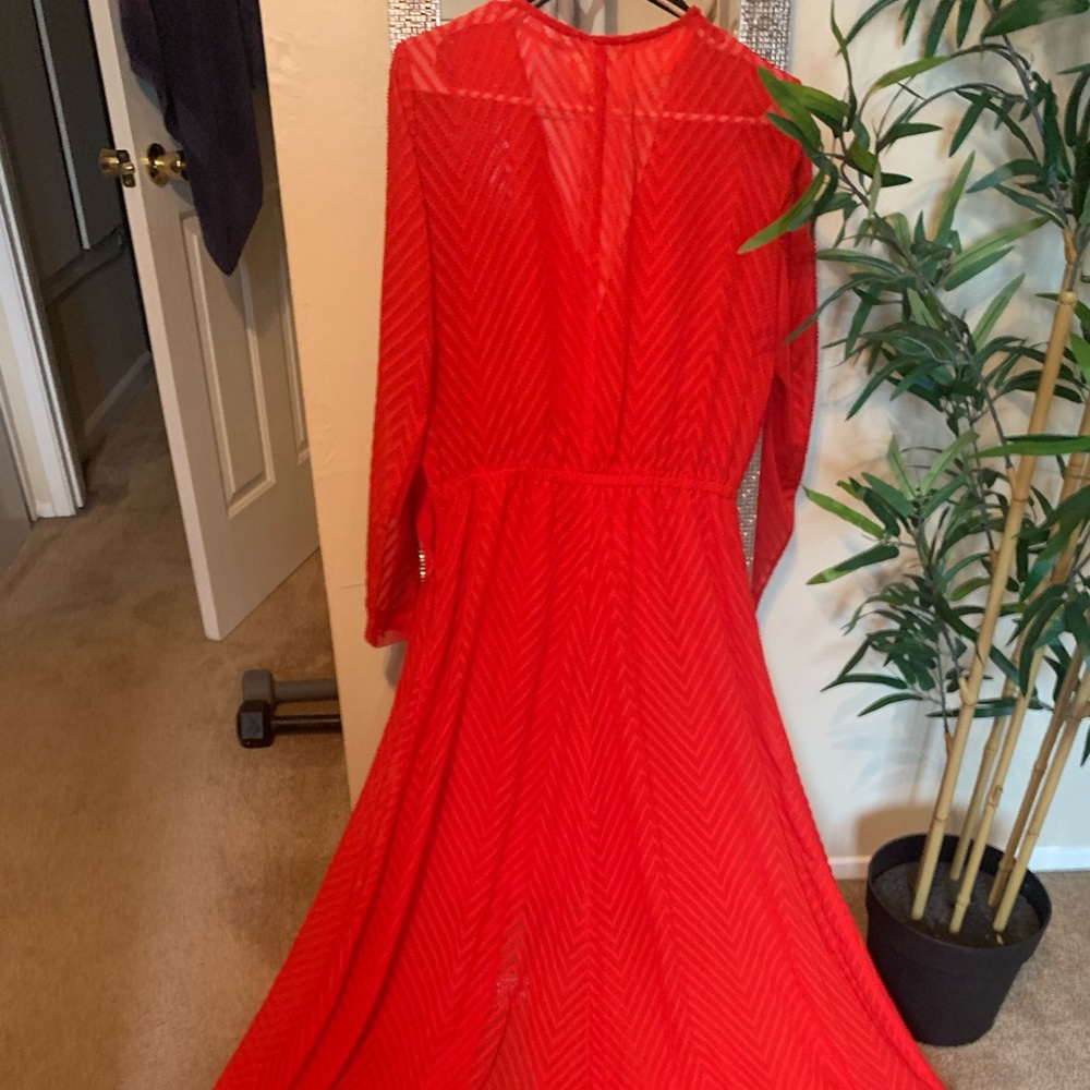 Floor length red dress